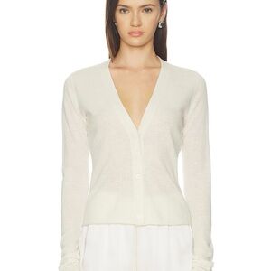 SKIMS- Sheer Cashmere Cardigan in Egret Super Soft Button up New 
Size-Large